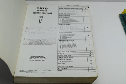 1970 Pontiac Service Manual & Firebird Supplement 70 Books Lot Collectible Old