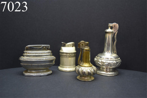 Vintage Collectible Table Lighters Lot of 4 Egyptian Silver Decor Tobacciana