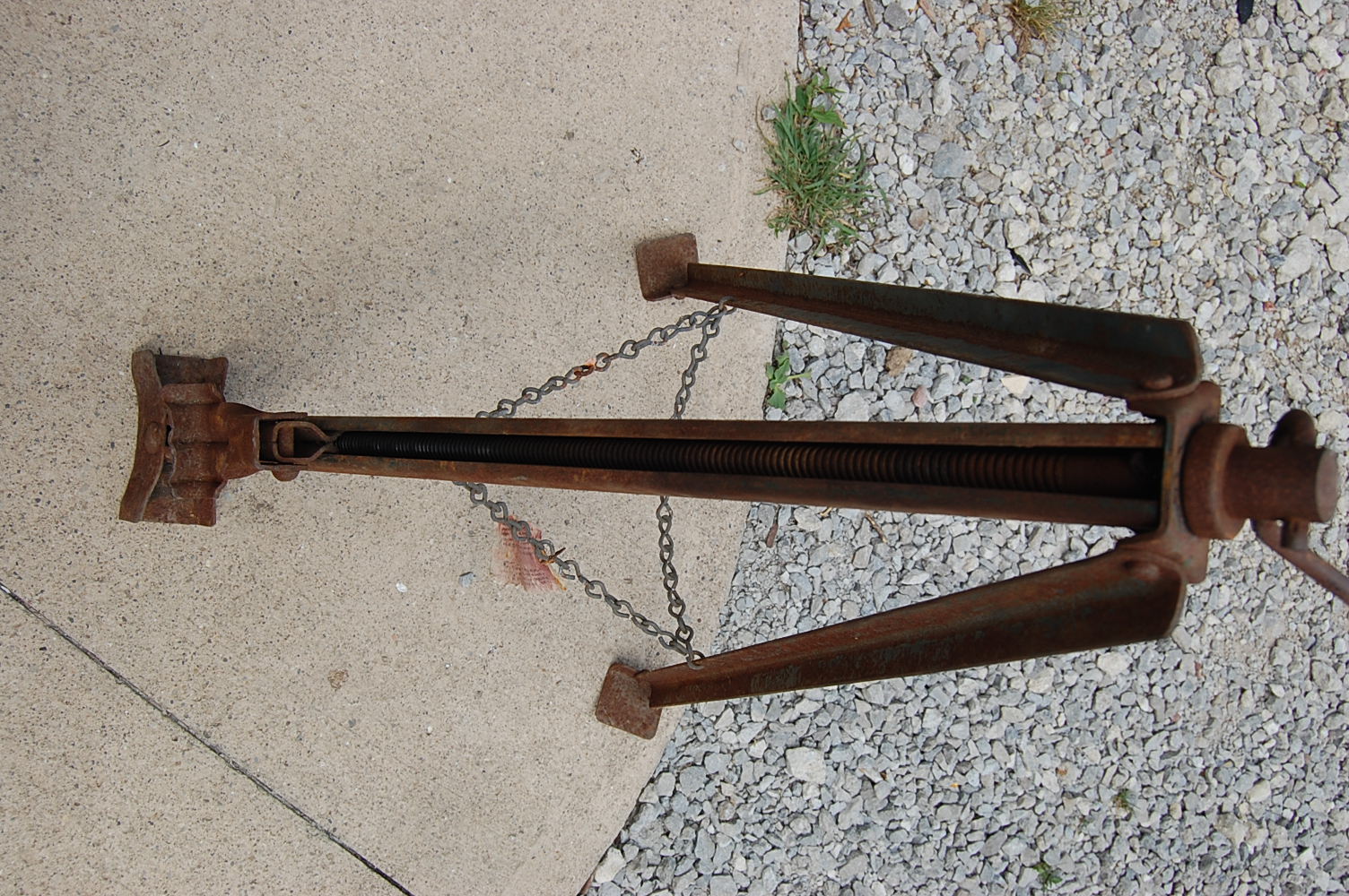 Vintage Tripod Bumper Jack Wood Handle Car Truck Folding Tags Attached