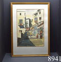 Mid Century Hand-painted Watercolor Signed Framed DIAZ Fine Art Wall Vintage