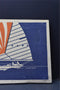 Marushka Silk Screen Print Canvas Textile Art Sailboat 1970s Vintage Wall Decor