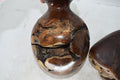 Vintage Turned Burl Wood Bud Vase With Decorative Slab Glass Insert Unique Decor