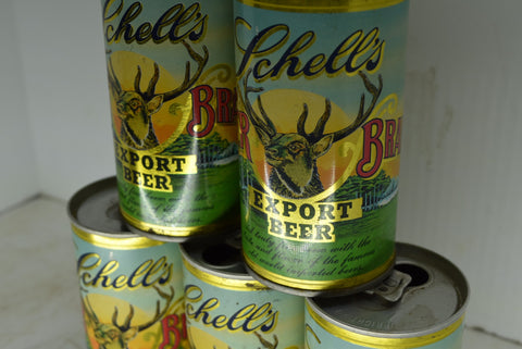 Lot of 6 Vintage Schells Beer Cans Special Edition Elk Deer 1970's Steel Man
