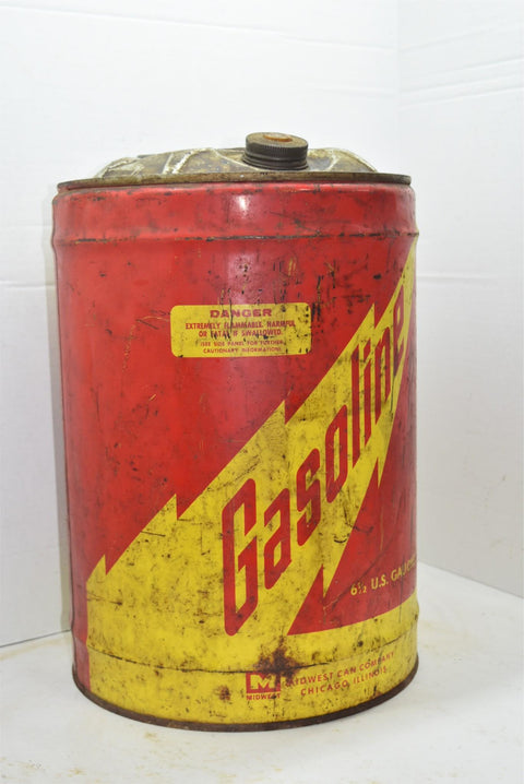 Vintage Lightning Gasoline Can Oil Can Man Cave Garage Decor 6.5 Gallon Drum OLD