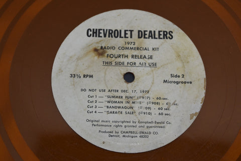 1972 Chevrolet Dealers Commercial Radio Kit Vinyls Transparent Chevy 70 Records