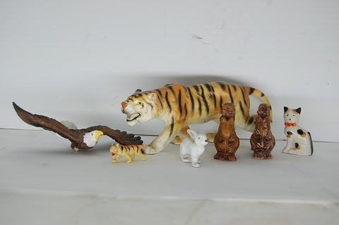 Napco Ceramics Japan Tiger M3912 Cat Squirrel Rabbit Eagle Decor She Shed