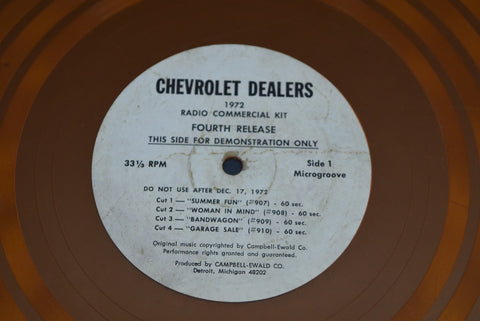 1972 Chevrolet Dealers Commercial Radio Kit Vinyls Transparent Chevy 70 Records