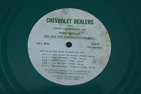 1972 Chevrolet Dealers Commercial Radio Kit Vinyls Transparent Chevy 70 Records