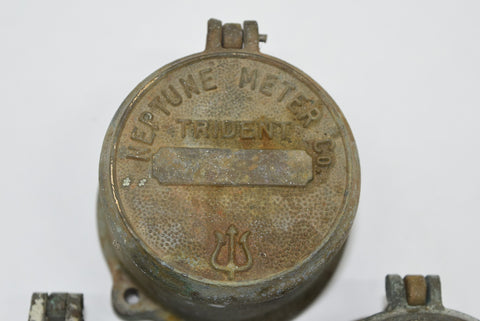 Lot of 3 Vintage Brass Neptune Water Meter Trinket Jewelry Box Steampunk Decor