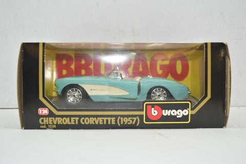 Burago 1957 Chevrolet Corvette Die Cast Metal With Plastic Parts New In Box 1/24