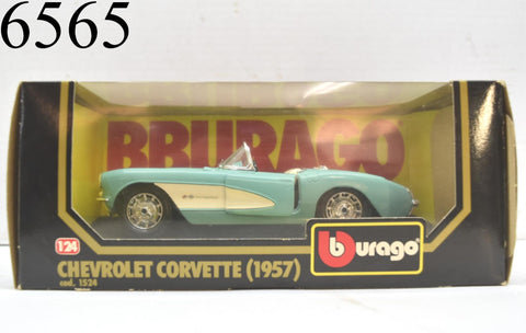 Burago 1957 Chevrolet Corvette Die Cast Metal With Plastic Parts New In Box 1/24
