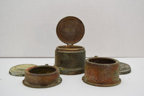 Lot of 3 Vintage Brass Neptune Water Meter Trinket Jewelry Box Steampunk Decor