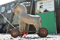 Antique Mohair Ride on Donkey Toys on Wheels Ripped Torn Creepy Spooky Decor