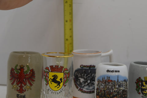 Lot of 8 Mini Steins German Collectibles Drink Ware Man Cave Beer Mug Shot Glass