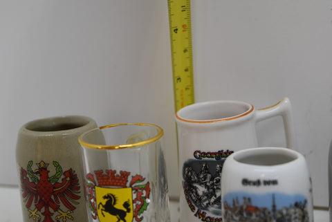 Lot of 8 Mini Steins German Collectibles Drink Ware Man Cave Beer Mug Shot Glass
