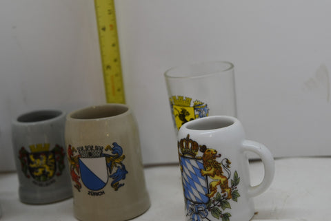 Lot of 8 Mini Steins German Collectibles Drink Ware Man Cave Beer Mug Shot Glass