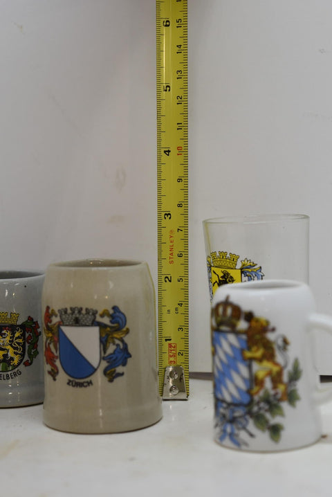 Lot of 8 Mini Steins German Collectibles Drink Ware Man Cave Beer Mug Shot Glass