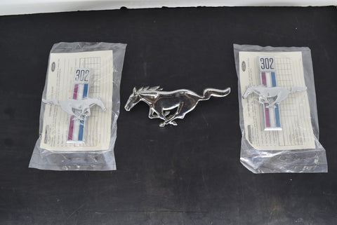 1968 Ford Mustang OEM Pony Grille Emblem + Pair 302 Fender Emblem LH RH 68