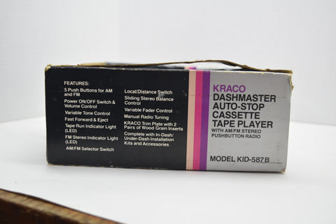 KID-587B Kraco Cassette Player In / Under Dash Stereo Radio NOS Open Box AM FM