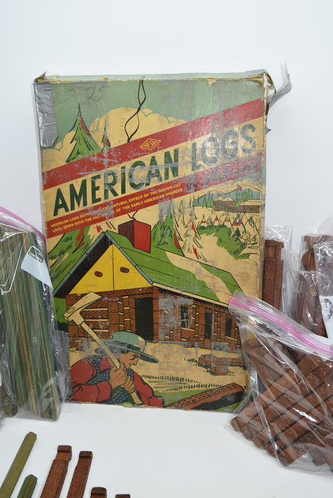 Vintage Halsam American Logs With Original Box Toys Lincoln Logs HUGE COLLECTION