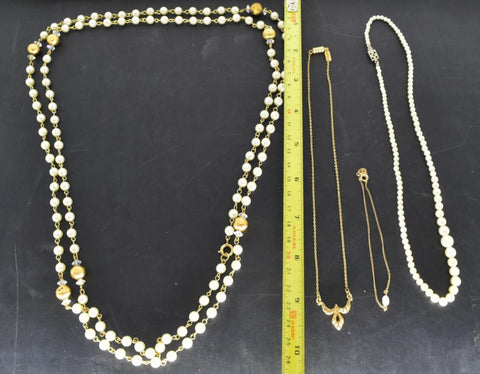 Lot of Vintage Costume Jewelry Marked 1928 Pearls Necklace Bracelet Japan