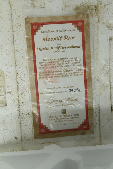 Moonlit Run Mystic Wolf Arrowhead The Hamilton Collection Collectible Sculpture