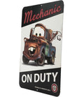 Disney Cars Tow Mater Mechanic On Duty Embossed Metal Sign Garage Man Cave Sign