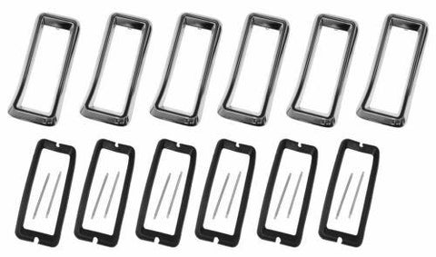 1968 68 Ford Mustang Tail Light Bezel Set of 6 Chrome Black Trim Molding LH RH