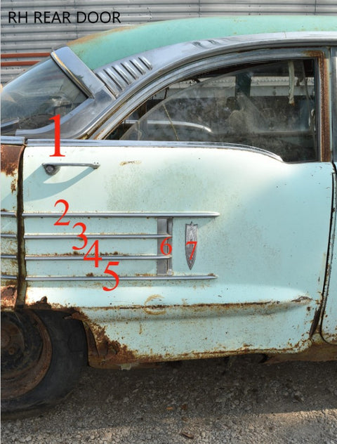 1958 Oldsmobile Super 88 Rear Right Door Trim Driver Exterior Moulding RH 58