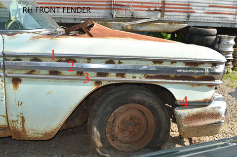 1958 Oldsmobile Super 88 Right Front Fender Upper Trim Moulding Spear Passenger