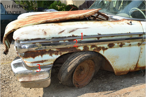 1958 Oldsmobile Super 88 Left Driver Fender trim 58 Olds Front LH upper