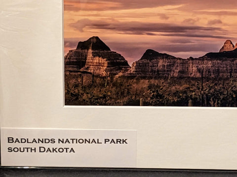 Photograph Badlands National Park South Dakota Mountains Scenic 12x16 matted Art