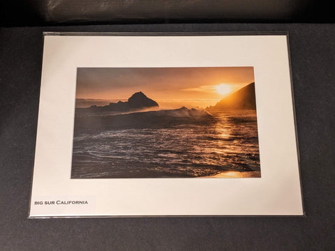 Photograph Big Sur California Ocean Sunset Scenic 12x16 matted Art