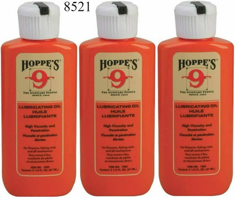 Hoppes 2.25oz Lubricating Oil Lubricant Gun Firearm Cleaning Hoppe's 3 pack