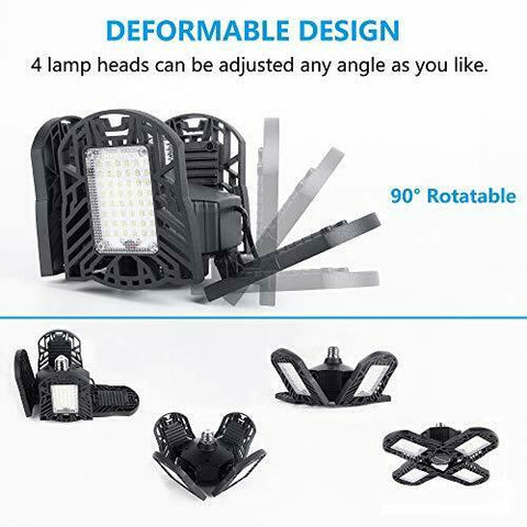 Motion Activated Folding LED Garage Lights 100W 10000 Lumens Daylight LED Light Bulbs, Deformable