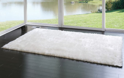 Glamour Home Faux Fur Area Rug 5 x 8 Bright White New Rectangular Decor Soft