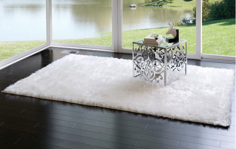 Glamour Home Faux Fur Area Rug 5 x 8 Bright White New Rectangular Decor Soft