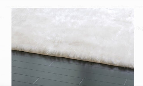 Glamour Home Faux Fur Area Rug 5 x 8 Bright White New Rectangular Decor Soft