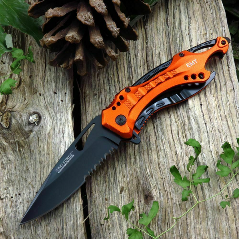 Tac Force Emergency 3.25" Folding Linerlock A/O Stainless Orange Handle Knife