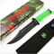 NEW! 11.5" Serrated Zombie Hunter Survival Knife Green Paracord Handle w/ Sheath