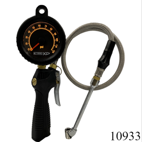 K-Tool Air Chuck Tire Inflator Backlit Dial Pressure Gauge 120 PSI Car Truck 3295I