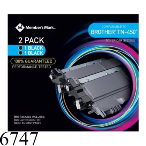 Members Mark Toner Cartridges Brother TN-450 2 Pack Black New Box