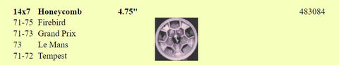 Pontiac Firebird Trans Am Honeycomb Wheel 14 x 7 JJ 1971 1972 1973 1974 1975